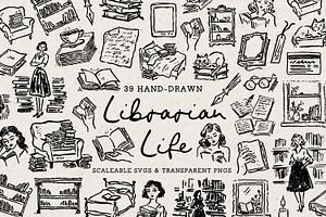 Library Doodle Clipart, Reading, an Object Illustration by The October Creative