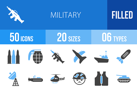 50 Military Blue & Black Icons preview 4