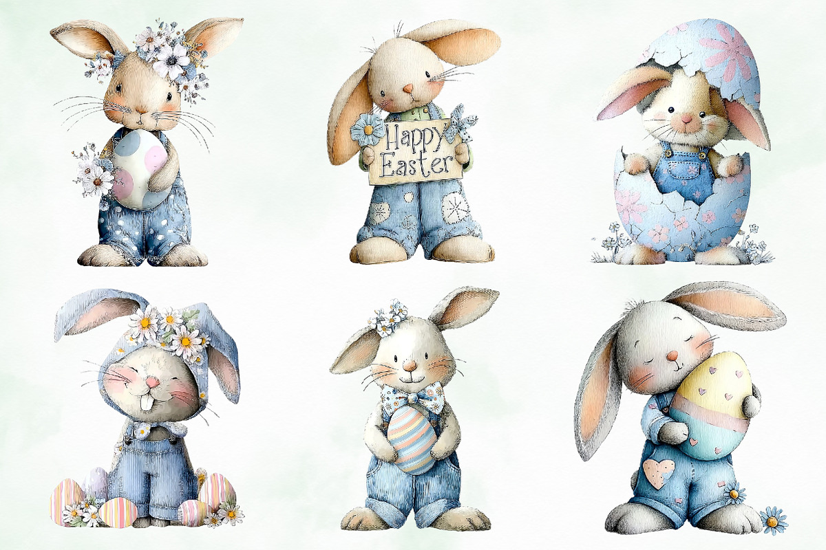Whimsical Easter Bunny PNG Clipart, an Illustration by Creative Art (Photo 7 of 8)