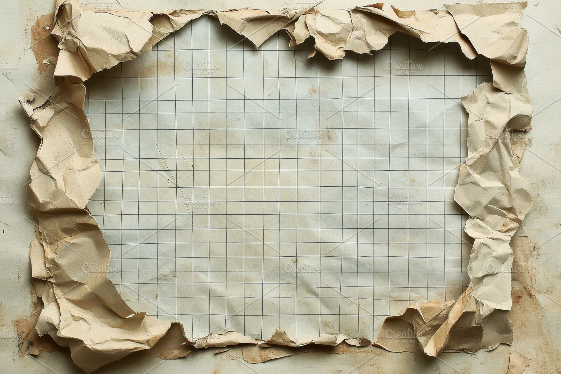 Torn grid paper background aged text, a Photo by Pixeness Studio