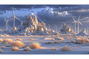 Two wind turbines tower above the, a Technology Photo by ZinetroN