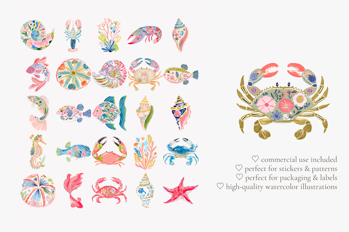 Tropical reef clipart set, a Decorative Illustration by Patishop Art (Photo 8 of 10)