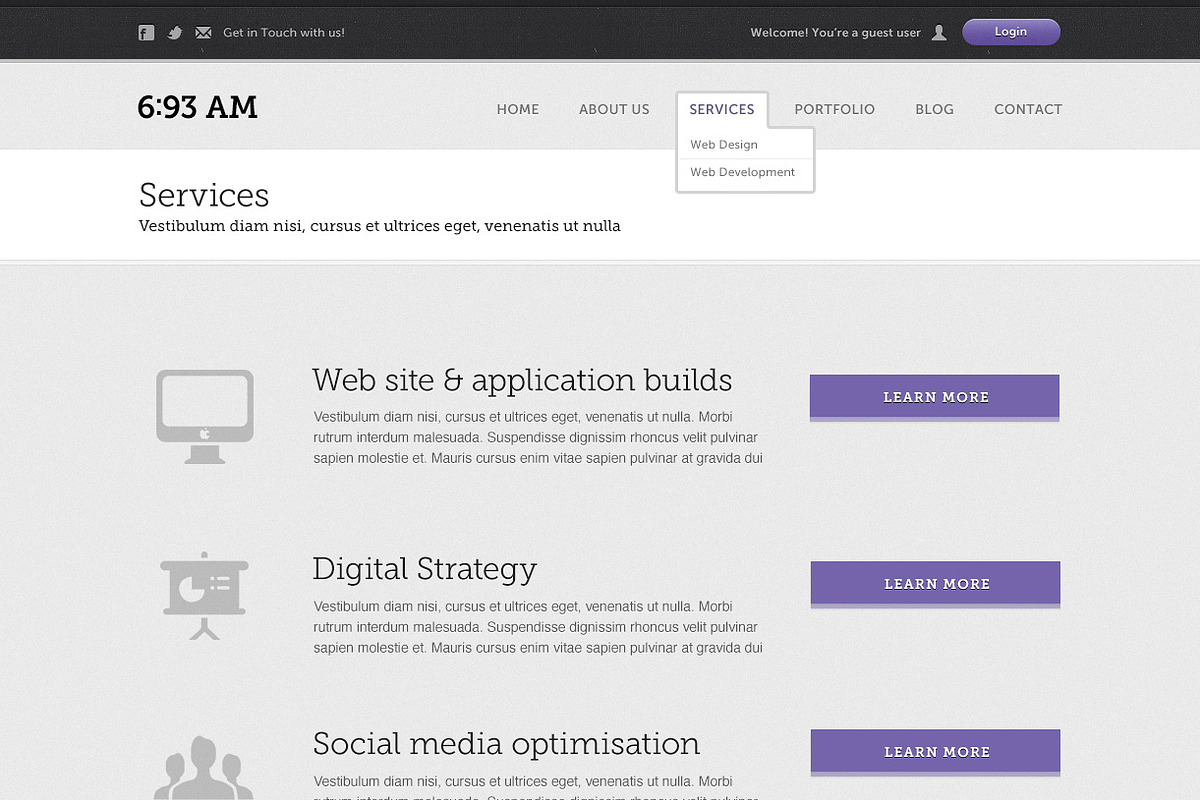 6:93 AM Website Template, a Websites & App Template by vogelsteinshop (Photo 3 of 5)