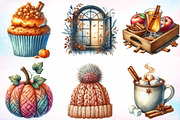 Watercolor Cozy Autumn Clipart PNG, an Illustration by Canvas Craft (Thumbnail 2 of 4)