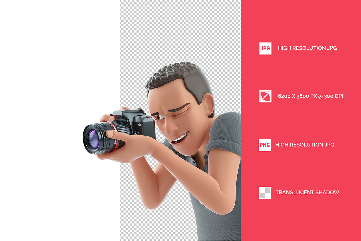 3D Character Man Taking Photo with C, a Person Illustration by 3DMask