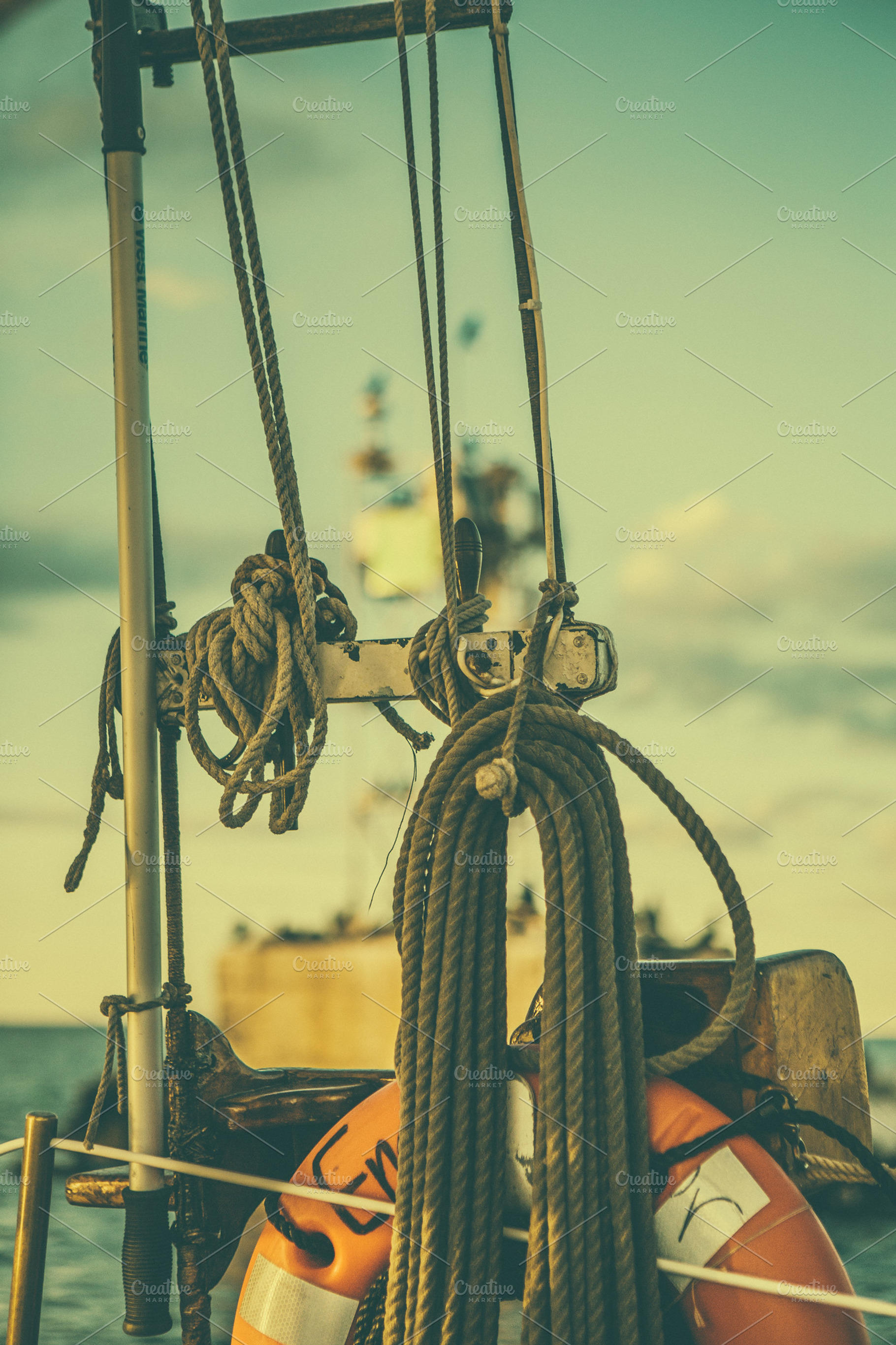 Sailing rope stock photo containing ocean and sea