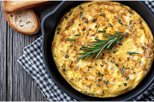 Herb omelette is mixed with chives, a Food & Drink Photo by ZinetroN