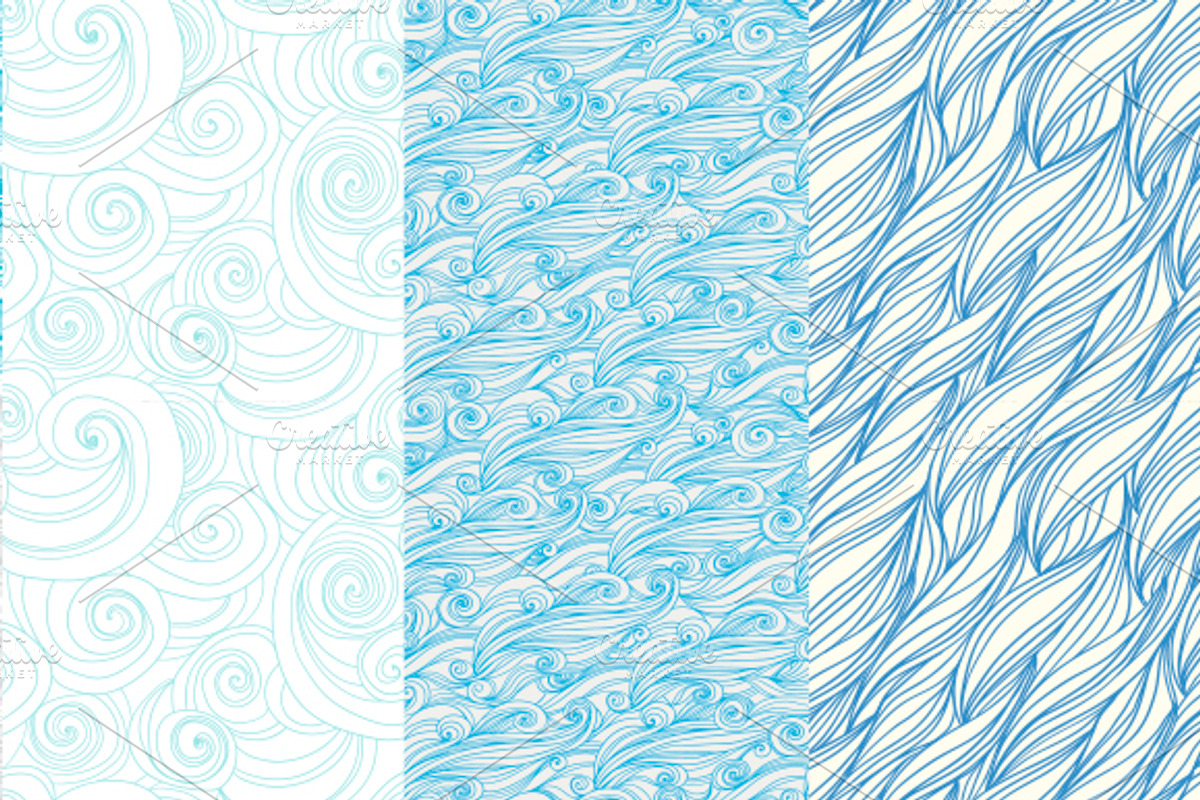 seamless waves and curls backgrounds preview 2