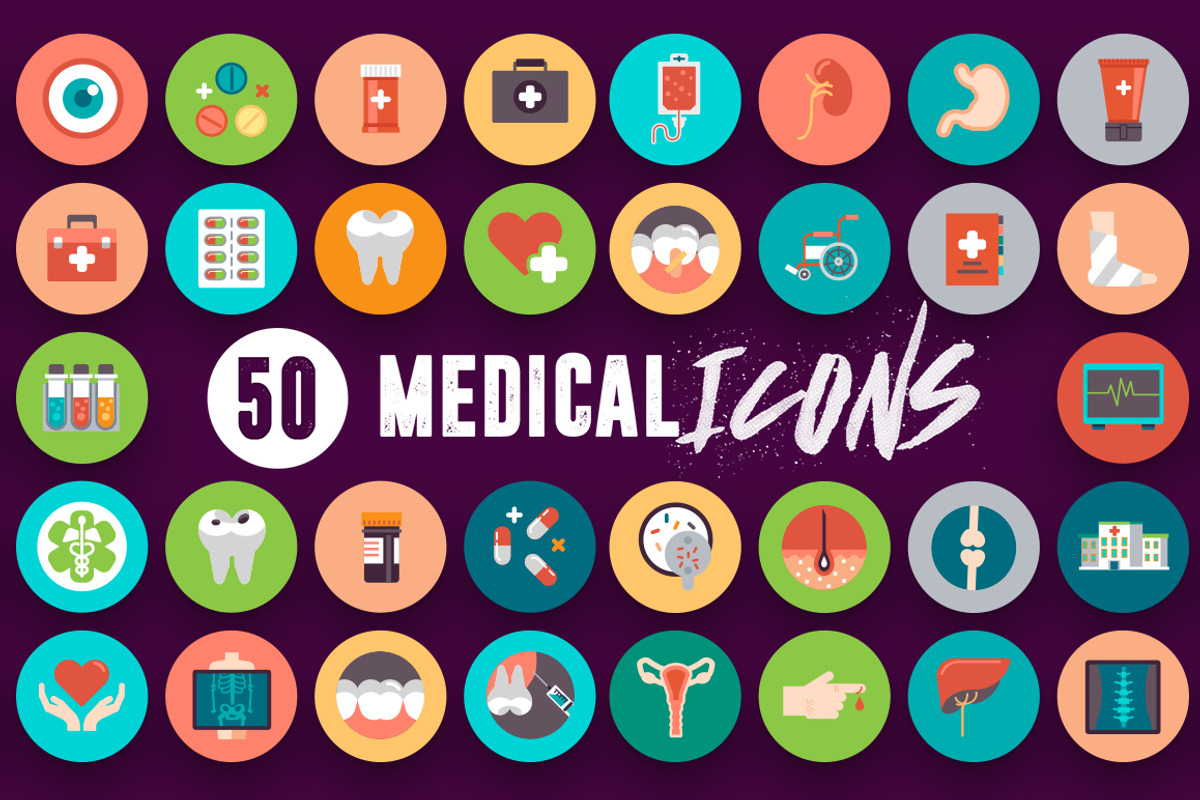 50 Medical Flat Icons, an Outline Icon by Dighital (Photo 6 of 8)