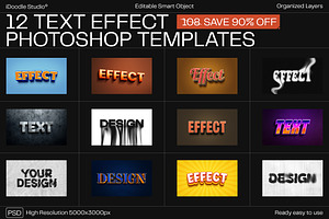 12 Text Effect Templates, a Layer Style Add-On by iDoodle Studio