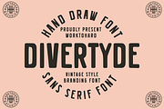 Divertyde – Hand Drawn Vintage Font, a Font by Work to Hard (Thumbnail 1 of 7)