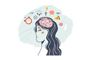 Overthinking girl. Tired female, an Illustration by Valerie Bodnar