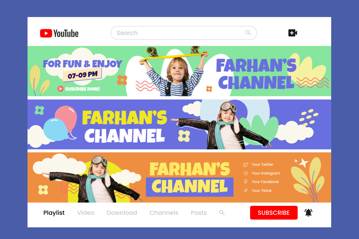 Fun Kids YouTube Banner Design, a Social Media Template by twinstd (Photo 2 of 2)