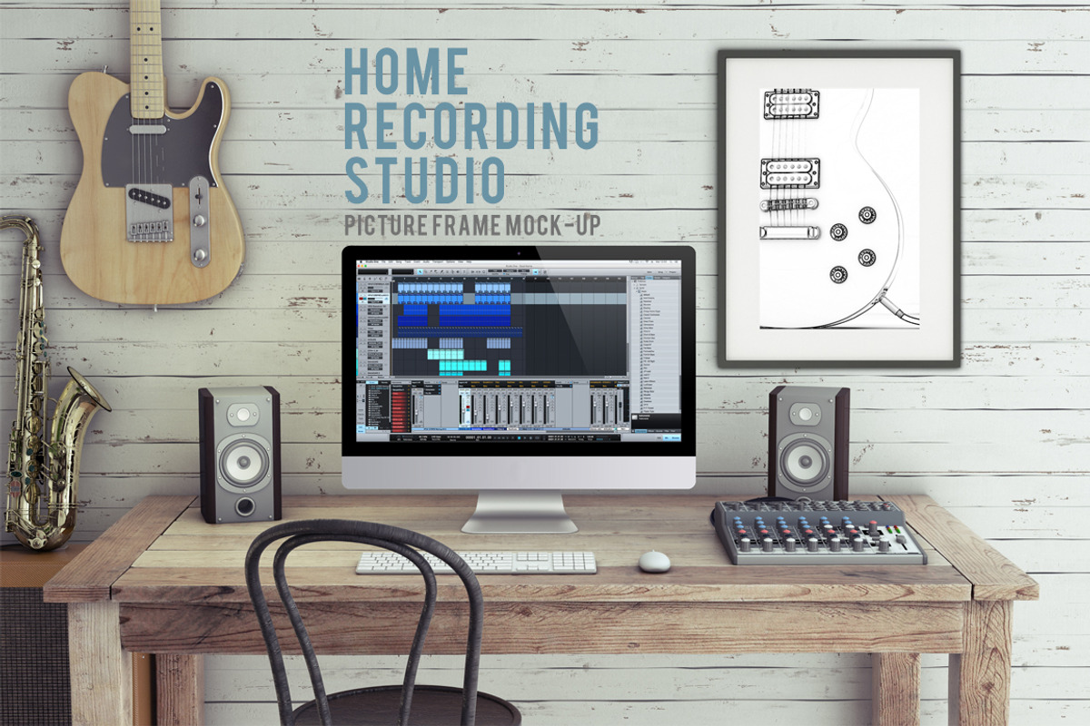 Home Recording Studio Mock-Up, a Mac Mockup by Bobboz Store (Photo 1 of 4)
