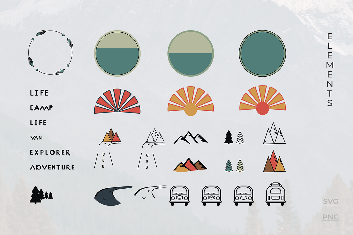 Outdoor Travel. Illustration set, an Illustration by lokfrid (Photo 3 of 7)