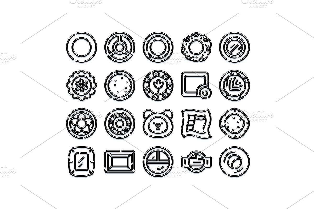 Abstract line art icons collection, an Object Illustration by pikepicture