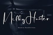 Milky Hunter, a Script Font by pineungtype (Thumbnail 1 of 7)