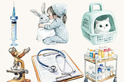 Watercolor Cute Vet Clipart Bundle, a Person Illustration by SparkyDesignsUS (Thumbnail 3 of 8)