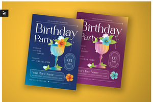 Floral Birthday Party Invitation, a Card Template by Neermana