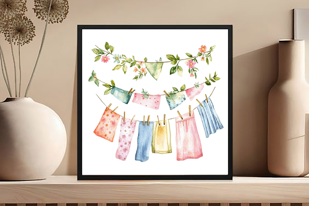 Summer Laundry Day Clipart, an Illustration by DreamCafeArt (Photo 7 of 8)