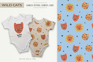 Wild Cats Clipart Set, an Animal Illustration by Irina Ostapenko
