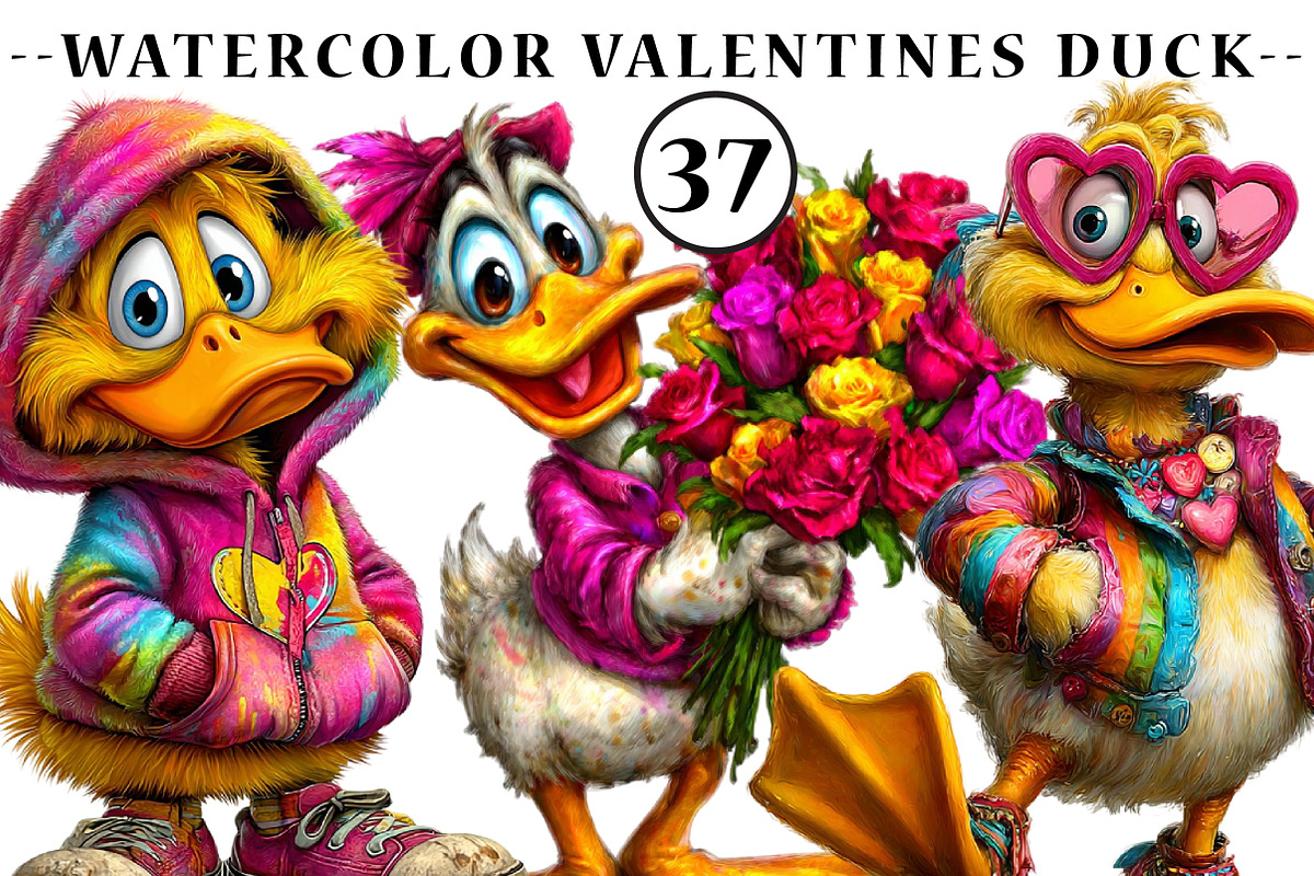 Valentines duck clipart, an Illustration by CreationArt (Photo 1 of 7)