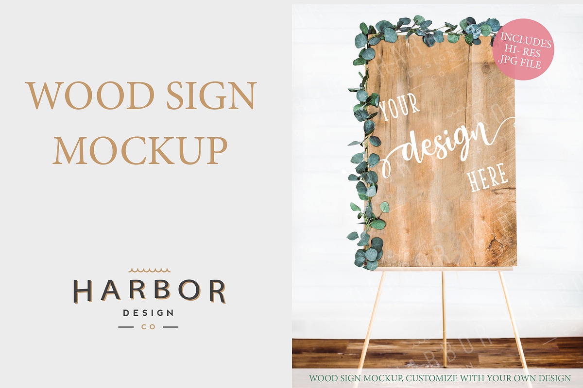 Easel Wood Sign Mockup - Eucalyptus, a Product Mockup by Harbor Design Co (Photo 1 of 2)