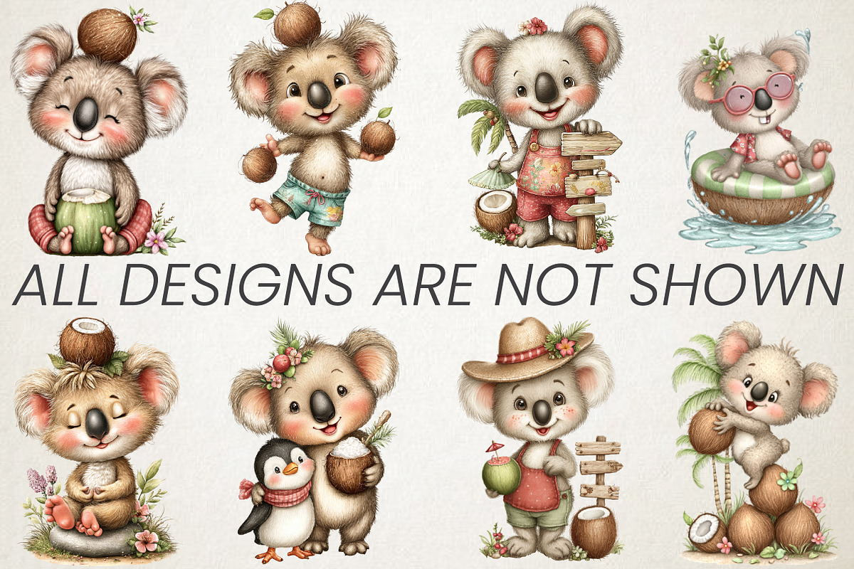 Quirky Koala Coconut Whimsical Summe, an Illustration by RobertsArt (Photo 3 of 5)