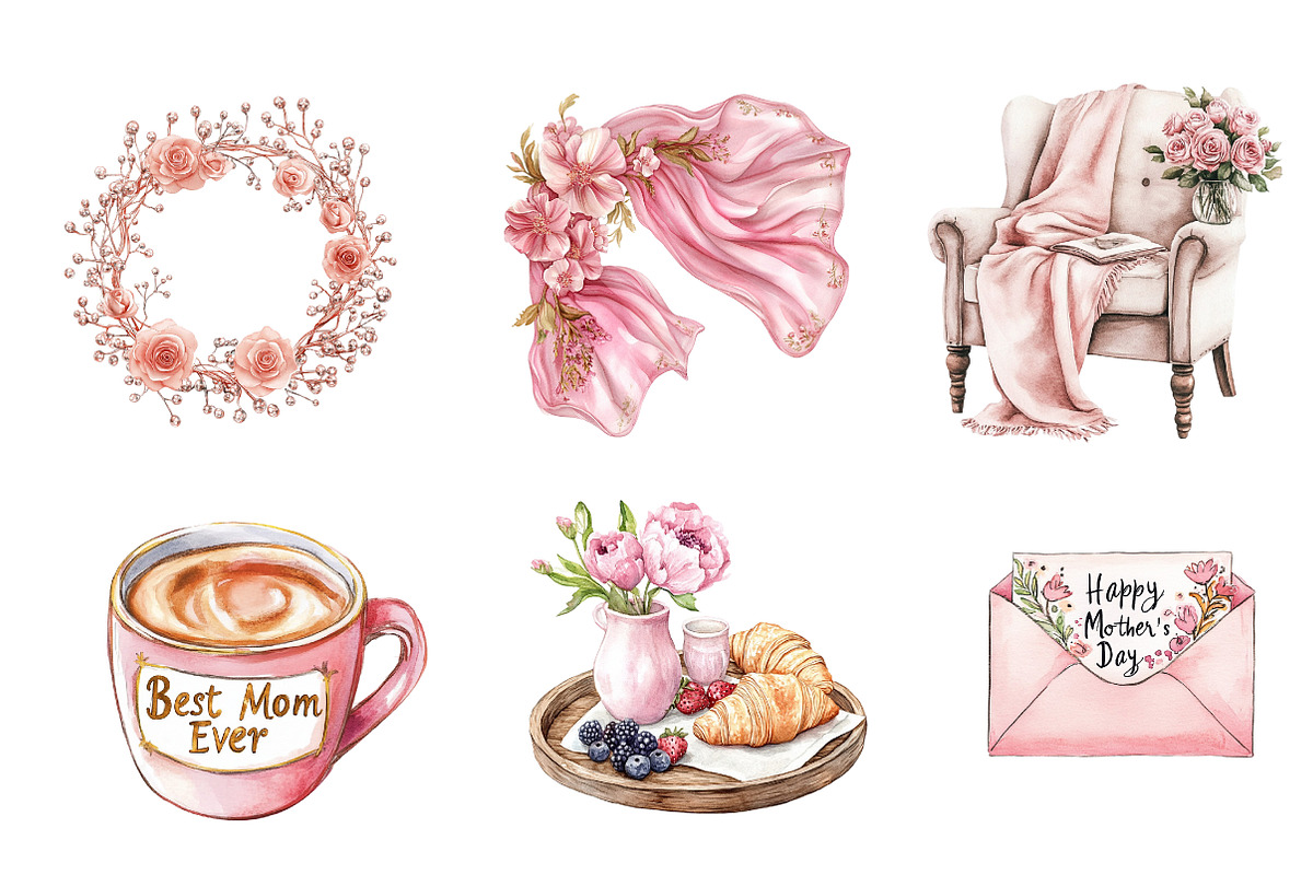 Blush Pink Mother's Day Clipart, an Illustration by CreationArt (Photo 5 of 5)