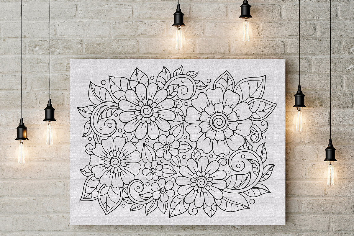 Flowers Coloring Pages, an Illustration by Katika Shop (Photo 7 of 7)