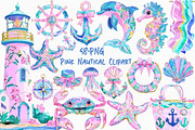 Pink Nautical Clipart, an Illustration by Libby Wishes (Thumbnail 1 of 7)