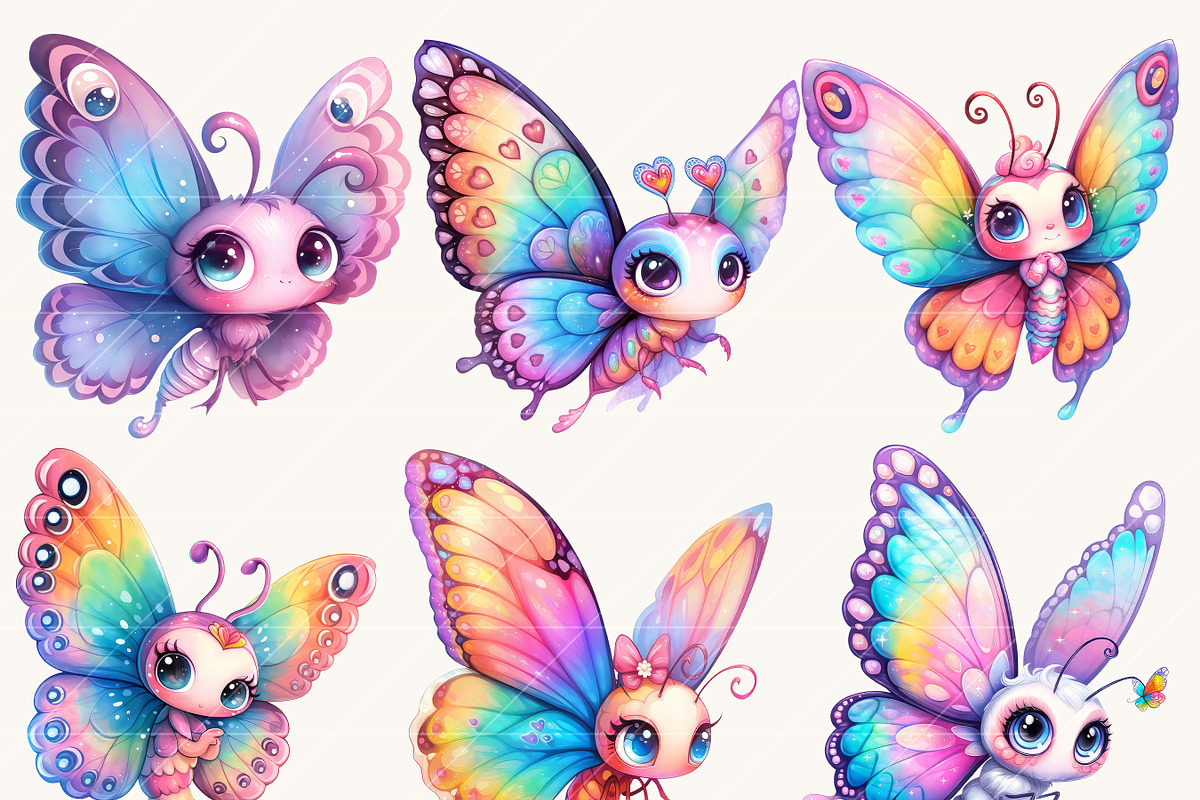 Watercolor Cute Butterflies Clipart, an Animal Illustration by Design Scotch (Photo 2 of 10)