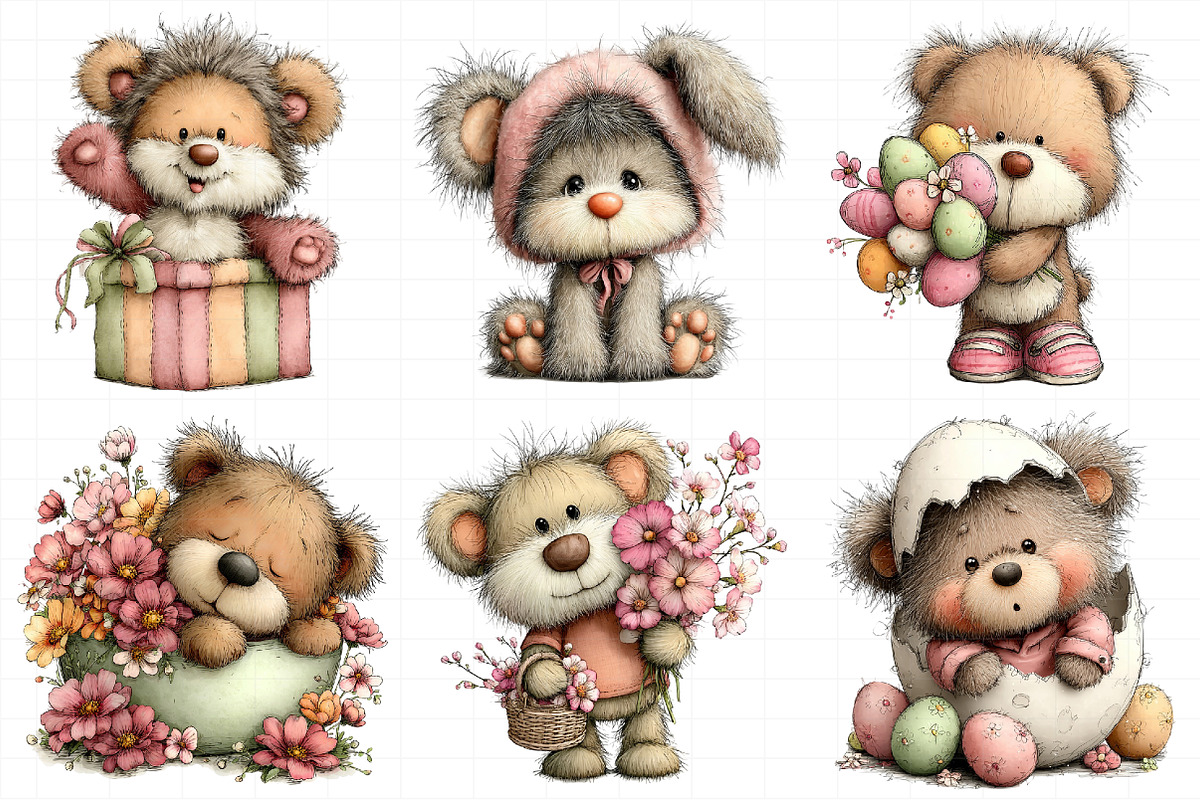 Spring Teddy Bear Illustration Bundl, an Illustration by Daily.Designs (Photo 3 of 8)
