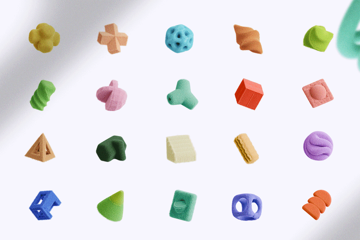 100 Fluffy 3D Elements, an Object Graphic by Tridimensi Pro (Photo 8 of 18)