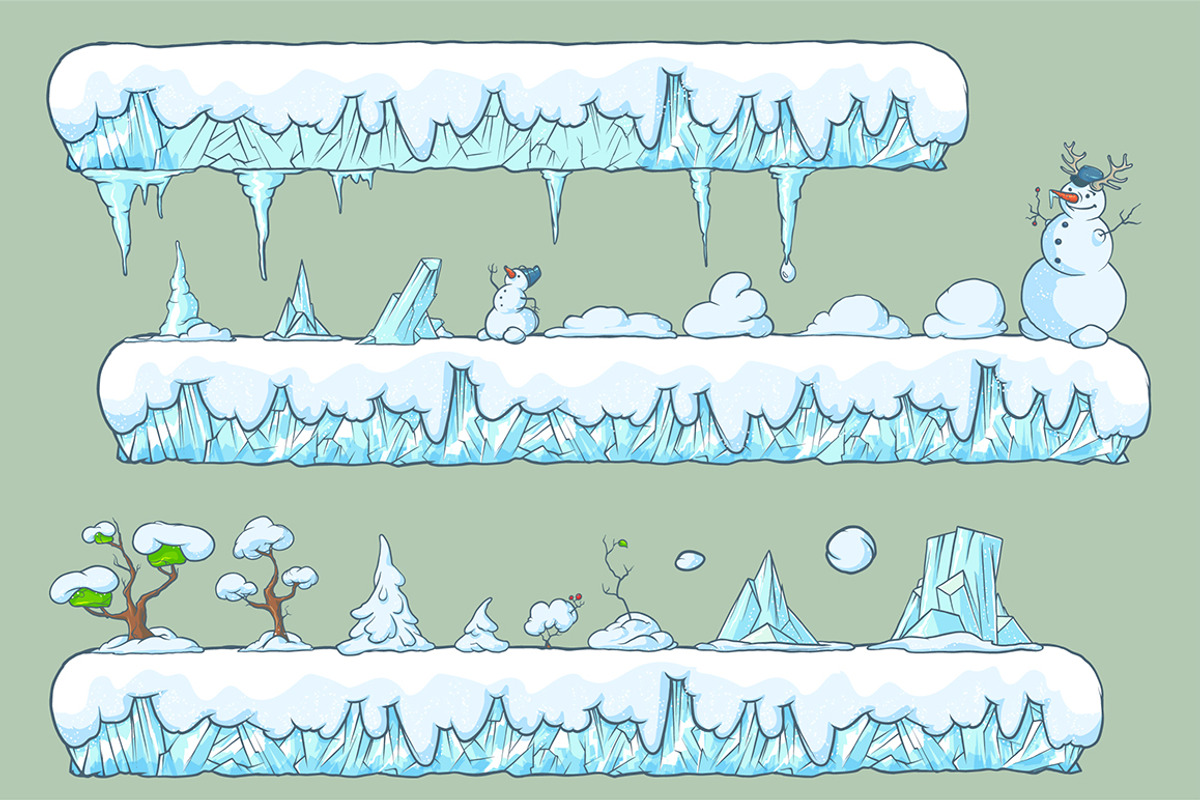 Winter Tile set for Platform Game, an Object Graphic by Andrew Bzh. (Photo 4 of 5)