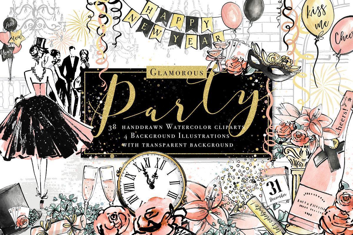 Glamorous Party Watercolor, a Person Illustration by beehouse studio (Photo 1 of 6)