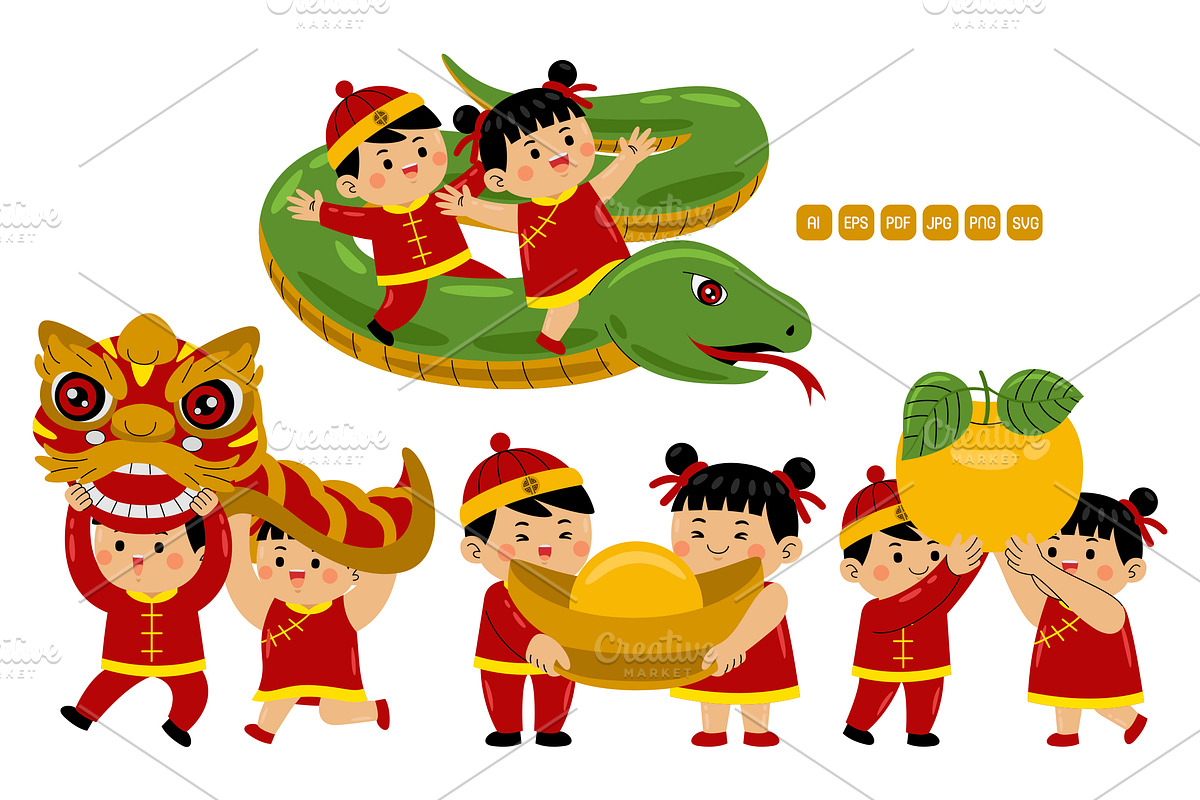Chinese New Year Kids Vector Pack 02, a Person Illustration by MEDZ