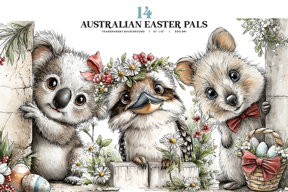 Aussie Easter Animals Clipart Bundle, an Animal Illustration by Bijou Bay (Photo 1 of 3)