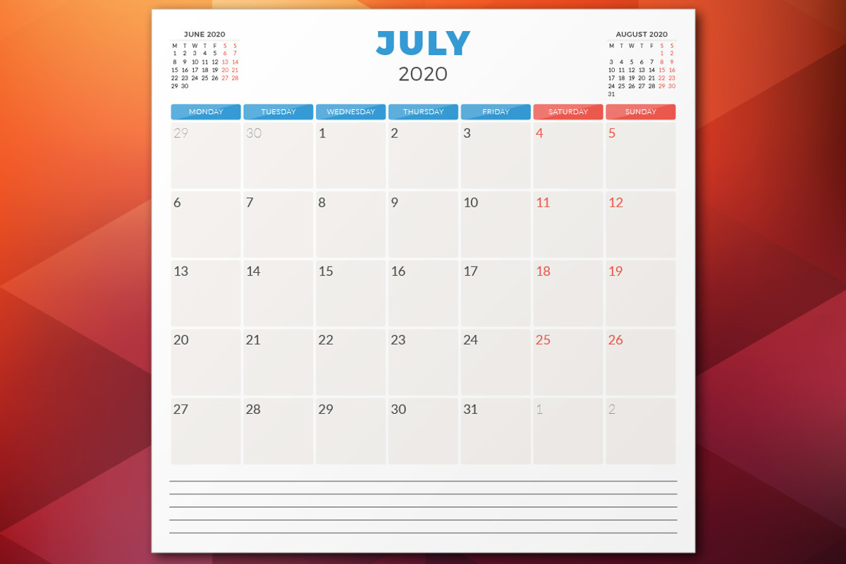 Monthly Planner 2020, a Stationery Template by AntartStock (Photo 2 of 4)
