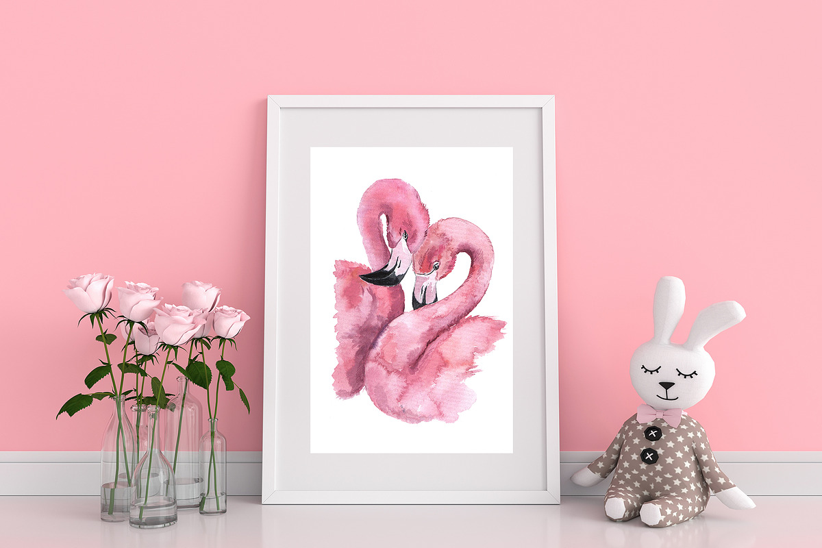 Watercolor Flamingo Clipart. Tropic, an Animal Illustration by KomtsyanTatyanaArt (Photo 4 of 7)