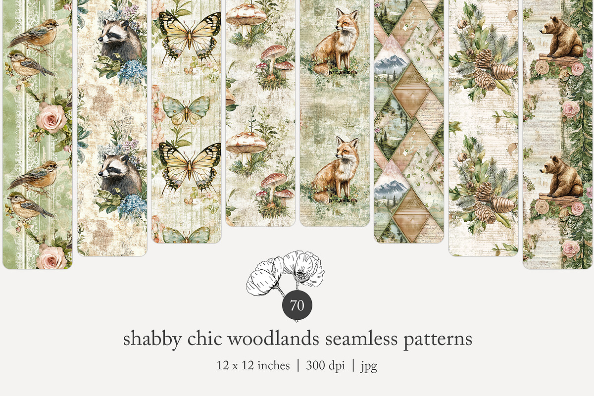 70 vintage woodlands repeat pattern, a Pattern Graphic by Poppy Lane Studio (Photo 1 of 10)