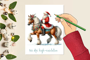 Western Santa Sitting Horse Clipart