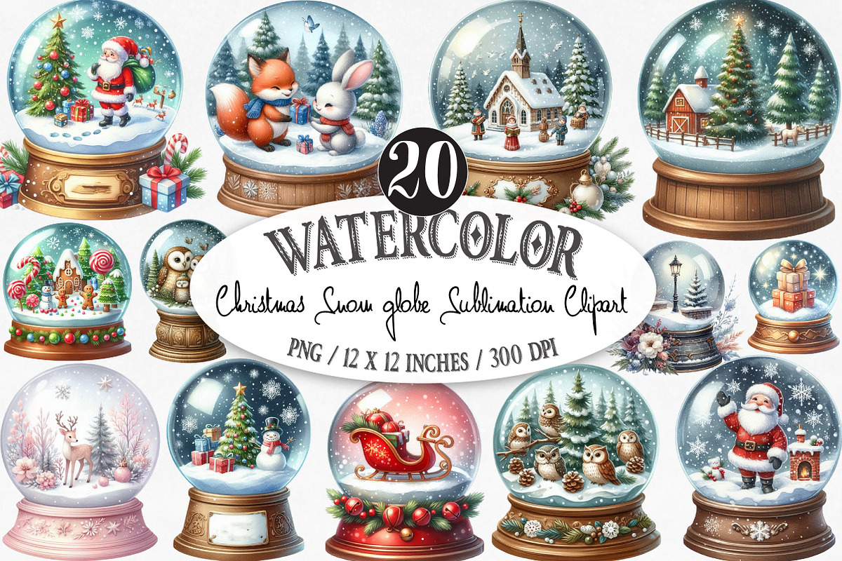 Christmas Snow Globe Sublimation, an Illustration by Designking (Photo 1 of 5)