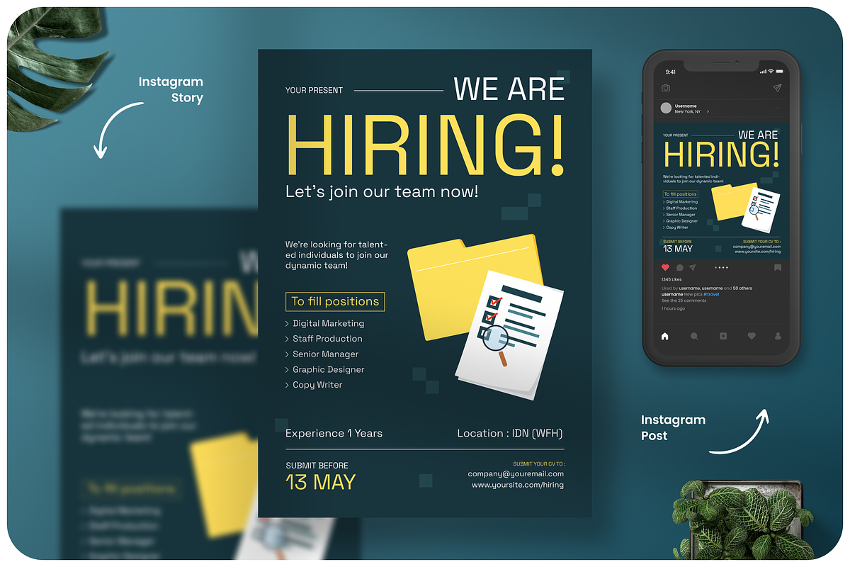 Green We are Hiring Flyer, a Flyer Template by Annora Studio (Photo 1 of 6)