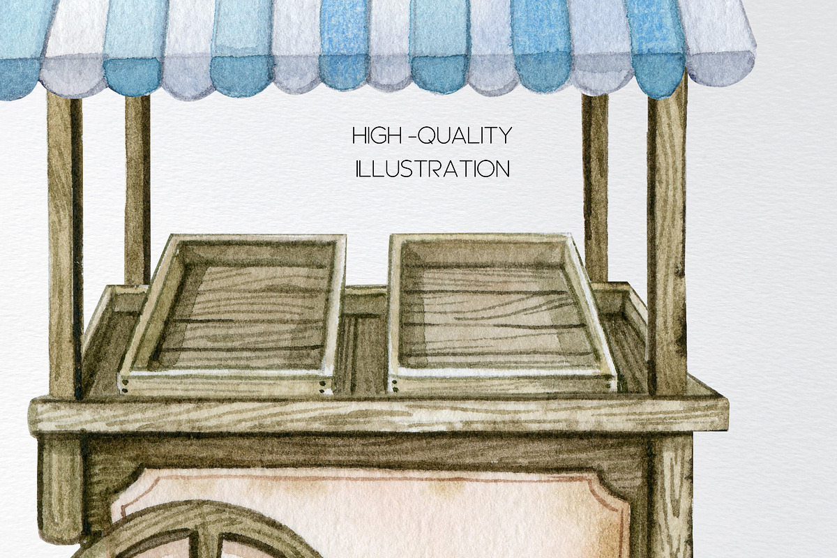 Watercolor food farm market cart, an Object Illustration by yana.fefelova (Photo 4 of 4)
