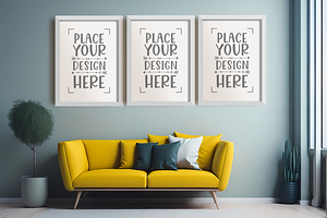 3 Frame Mockups, Wall Art Mockup, a Print Template by Ali's Designs