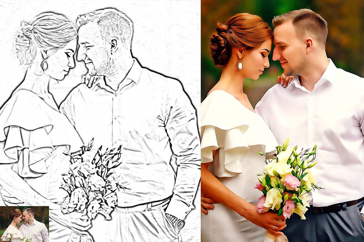 Romantic Wedding Oil & Sketch, an Action Add-On by Studio Retouch (Photo 10 of 13)
