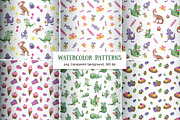 Watercolor dinosaur set, an Animal Illustration by CreativeByLu (Thumbnail 4 of 9)
