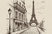 Parisian Streets Urban Sketch, a Background Graphic by Alara Studio (Thumbnail 5 of 9)