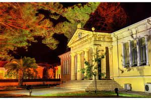 Town hall of paphos at night cyprus featuring house, cyprus, and exterior, an Architecture Photo by Leonid Andronov